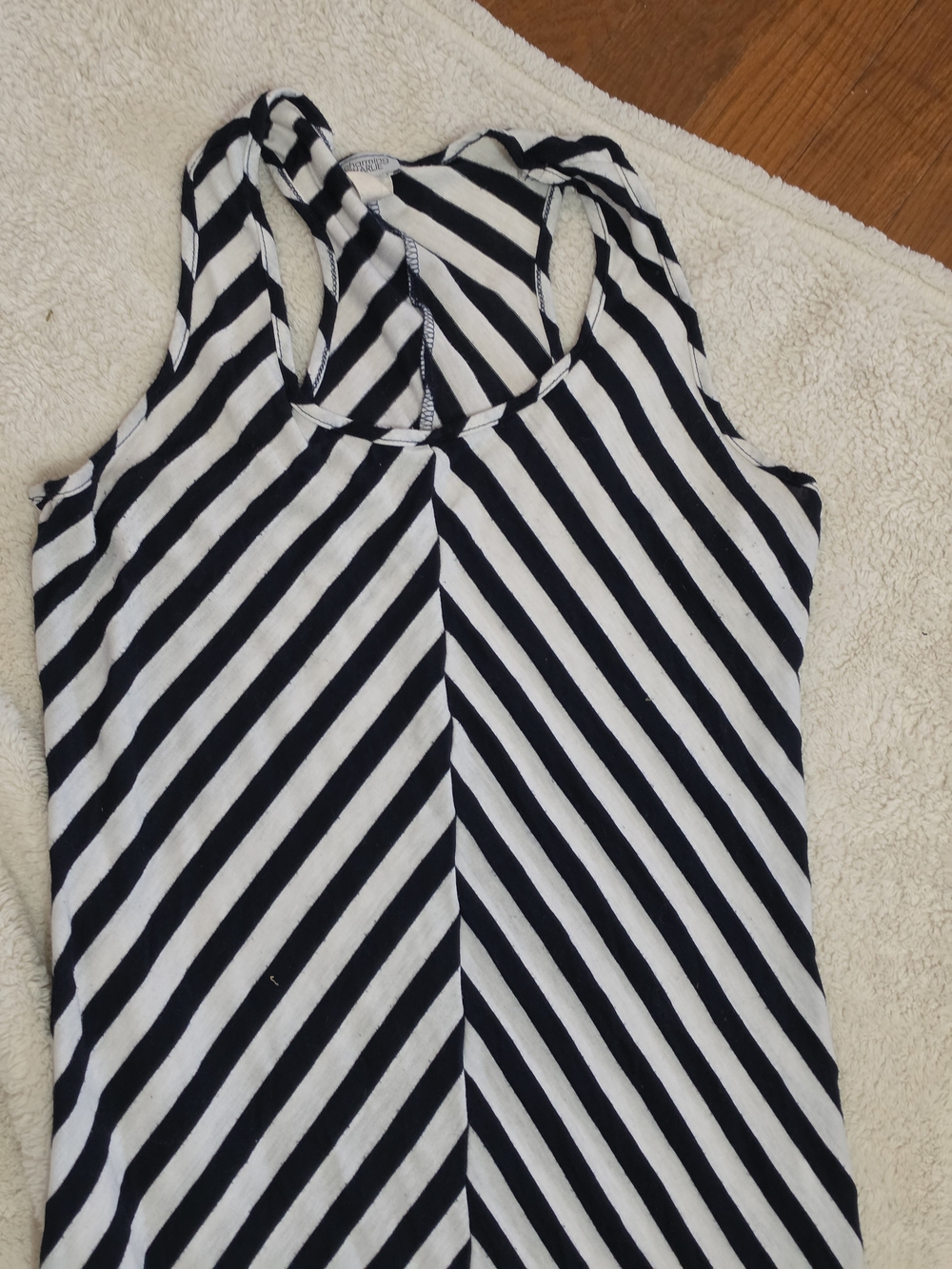 Charming Charlie Black & White Diagonal Stripe Maxi Dress
